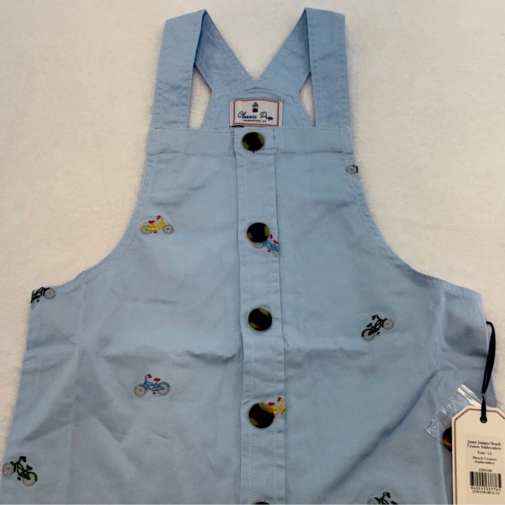 NWT Classic Prep Jamie Jumper Beach Cruiser Blue 12Y Dress Bicycle Embroidery